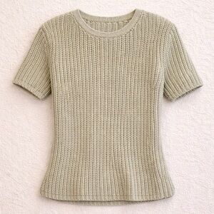 Talbots 100% Silk Knit Short Sleeve Top | Minimal Clean Girl | Small